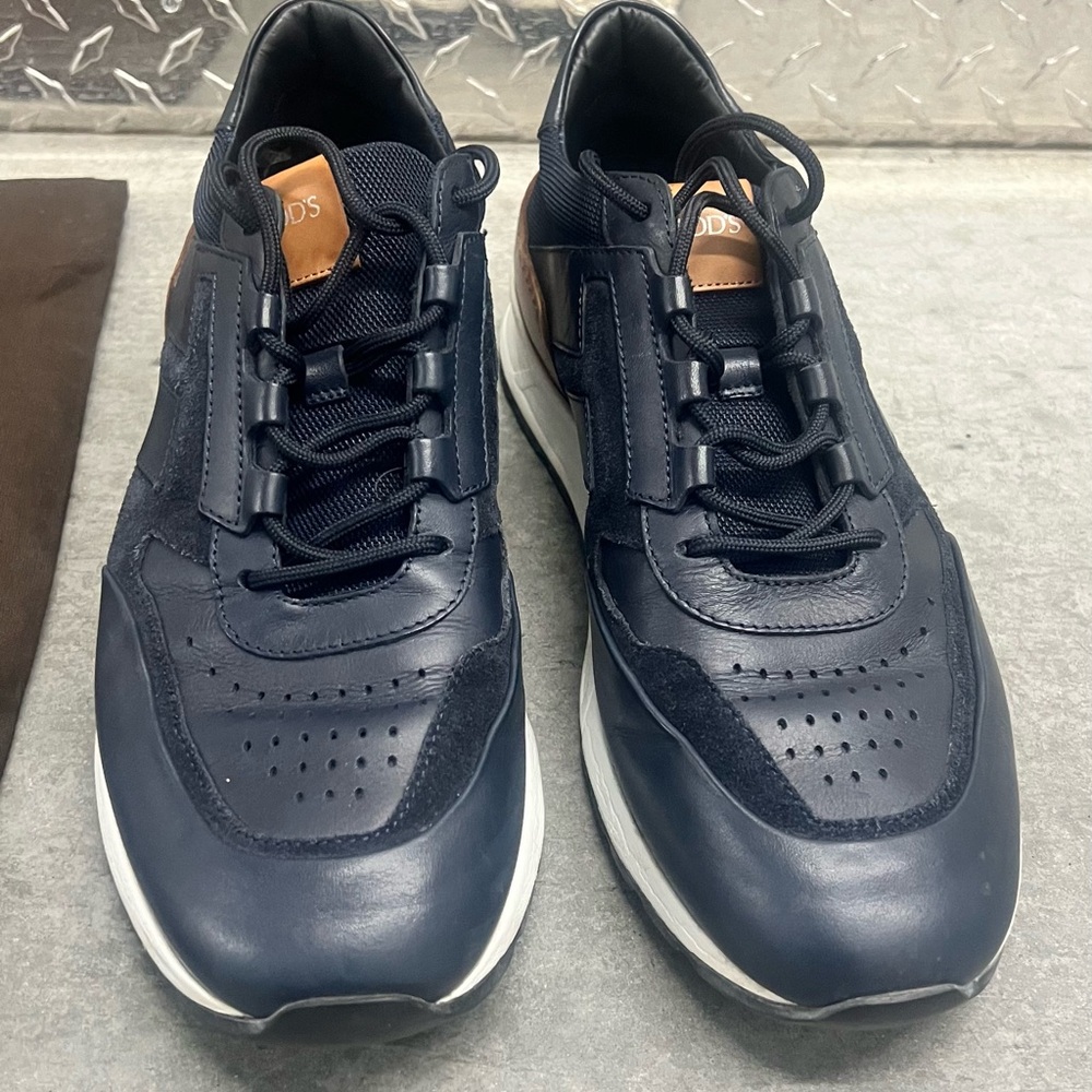 Tod's Dark Blue, White and Tan Sneakers Pre-owned